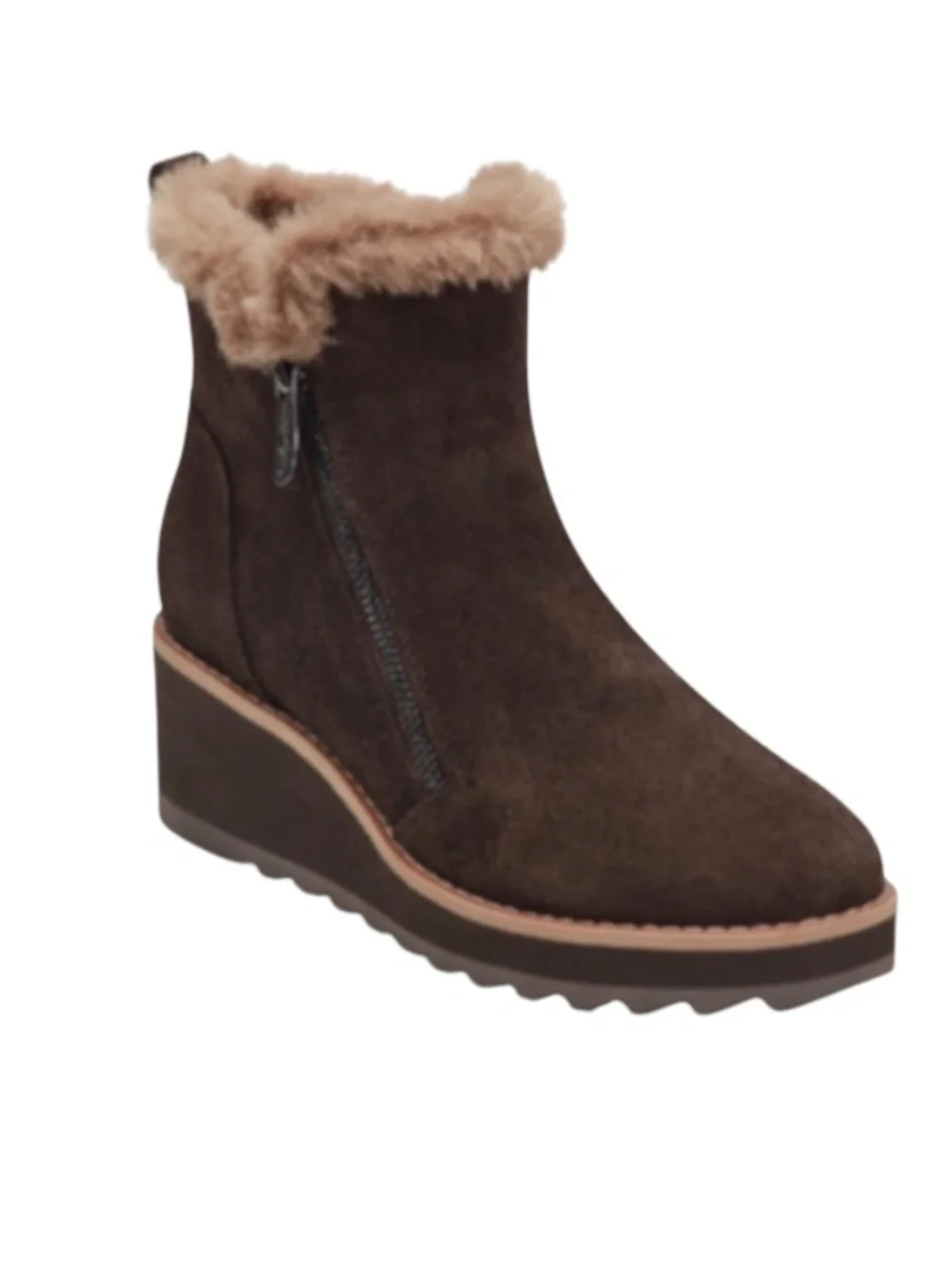 Easy Spirit Women's Jane Round Toe Wedge Booties - Deep Mocha Suede 9M - NWB